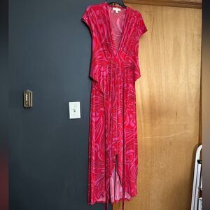Michael by Michael Kors High Low Faux Wrap Front Dress Pink and Red & EUC